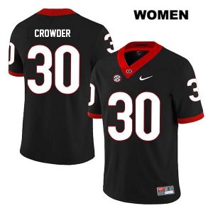Women's Georgia Bulldogs NCAA #30 Tae Crowder Nike Stitched Black Legend Authentic College Football Jersey CQY6554RG